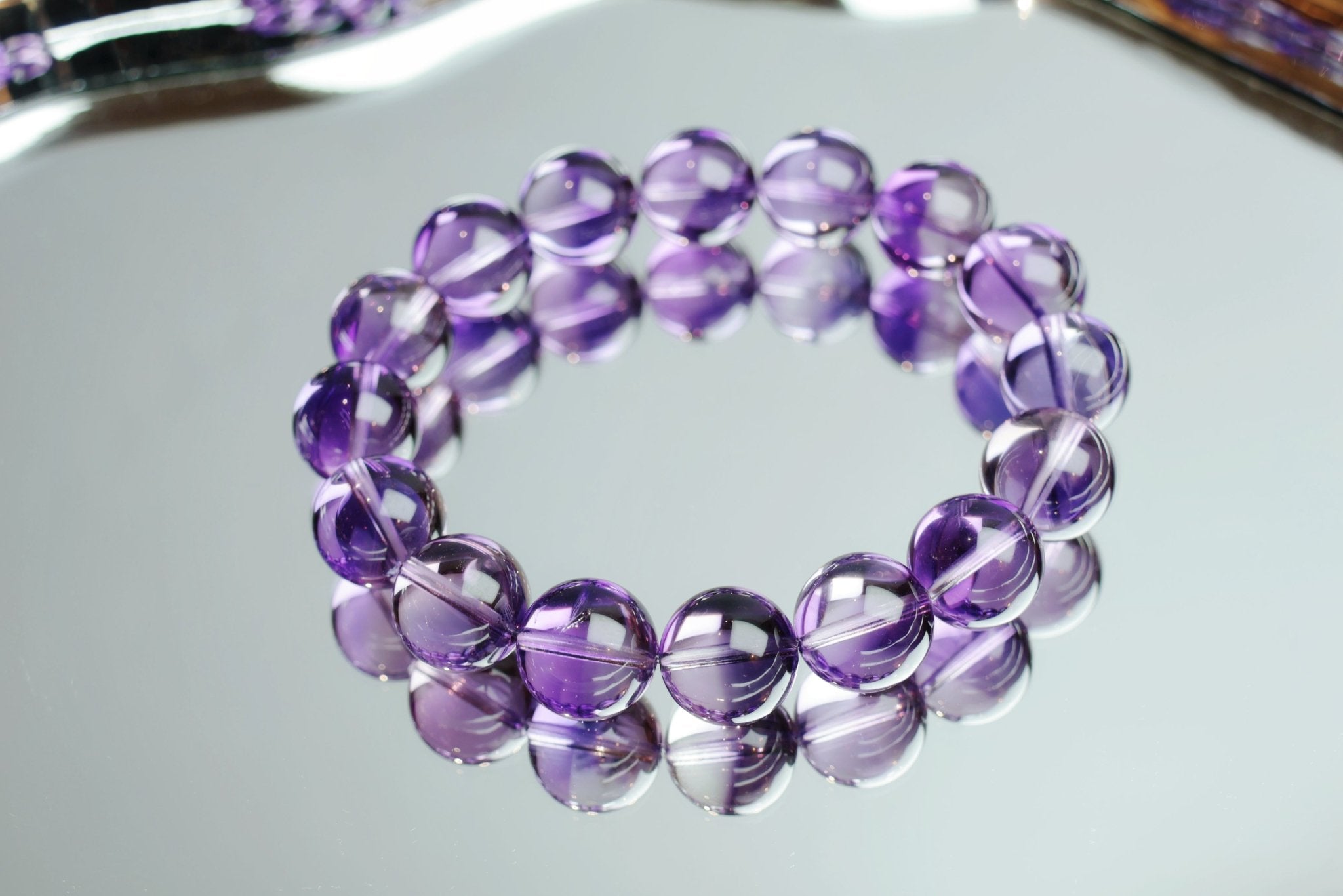 Amethyst Bracelet（13mm) - Stone of Faithful Love & Spiritual Protection - wellspringcollectives