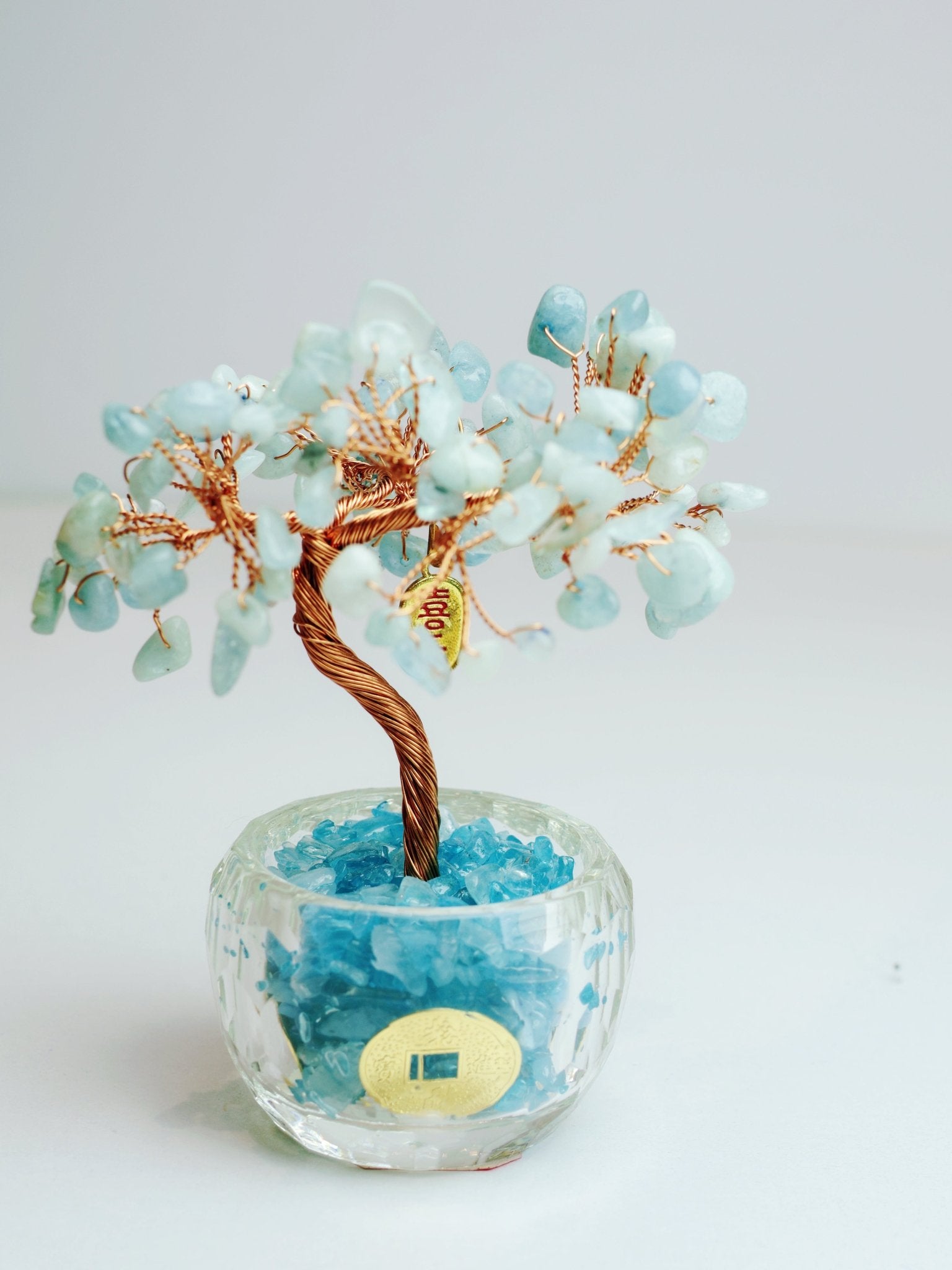 Aquamarine Money Tree - 14cm Prosperity & Calm Abundance - wellspringcollectives