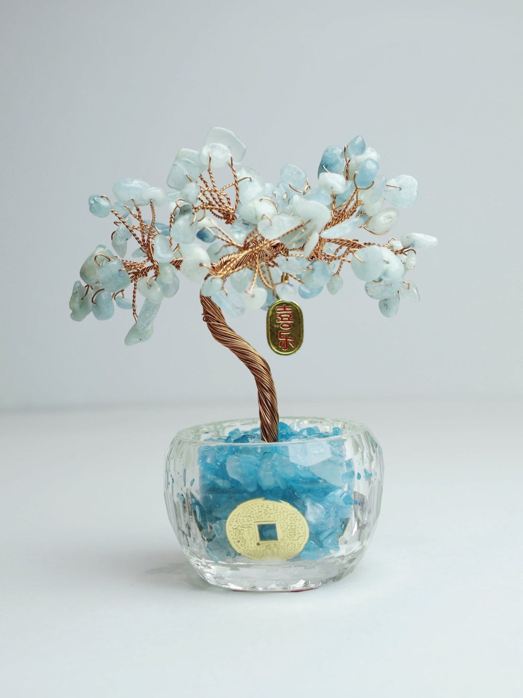 Aquamarine Money Tree - 14cm Prosperity & Calm Abundance - wellspringcollectives