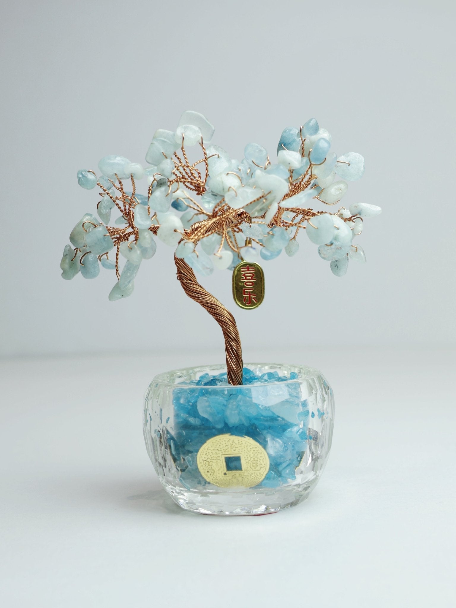 Aquamarine Money Tree - 14cm Prosperity & Calm Abundance - wellspringcollectives