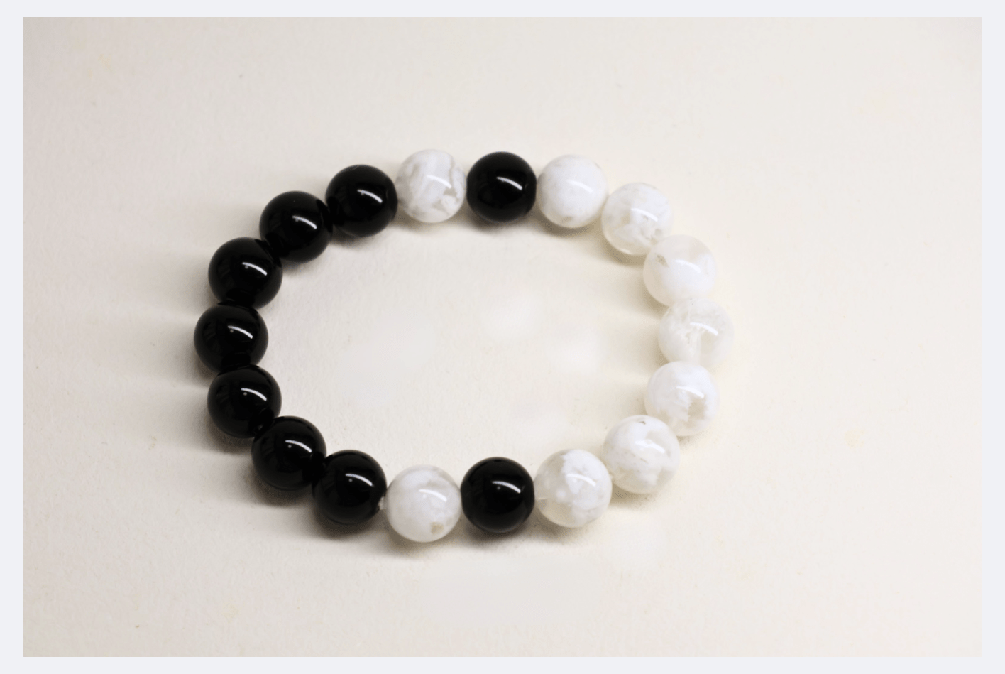 "Infinite " Black Obsidian & White Ghost Quartz Bracelet - wellspringcollectives