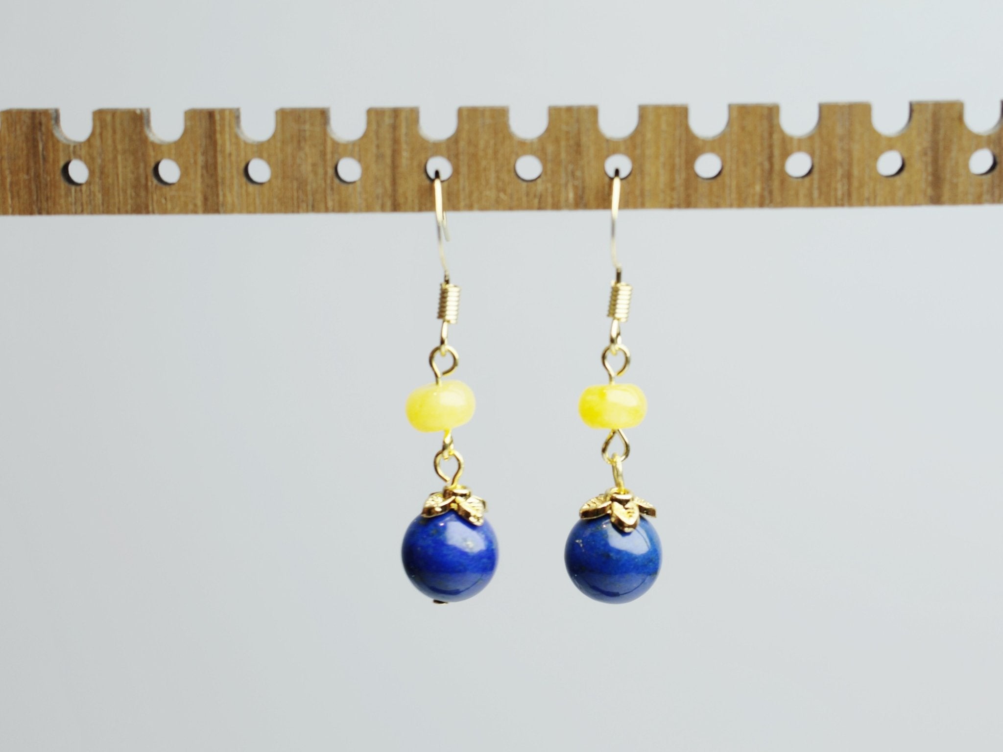 Yellow Carnelian & Lapis Lazuli Earrings - Confidence & Inner Truth - wellspringcollectives