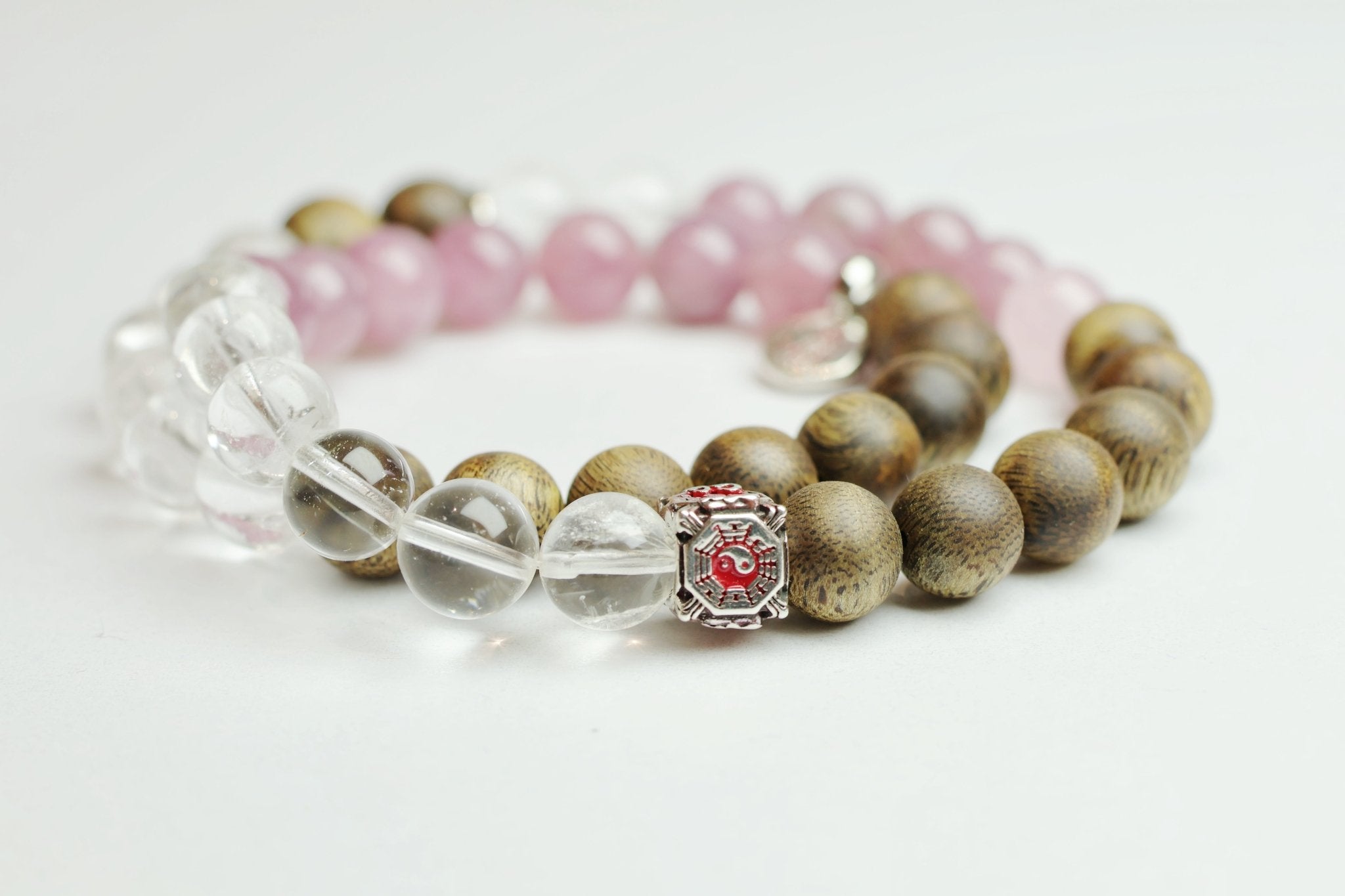 Sacred Harmony Oud Bracelet with Quartz and Taoist Symbols - wellspringcollectives