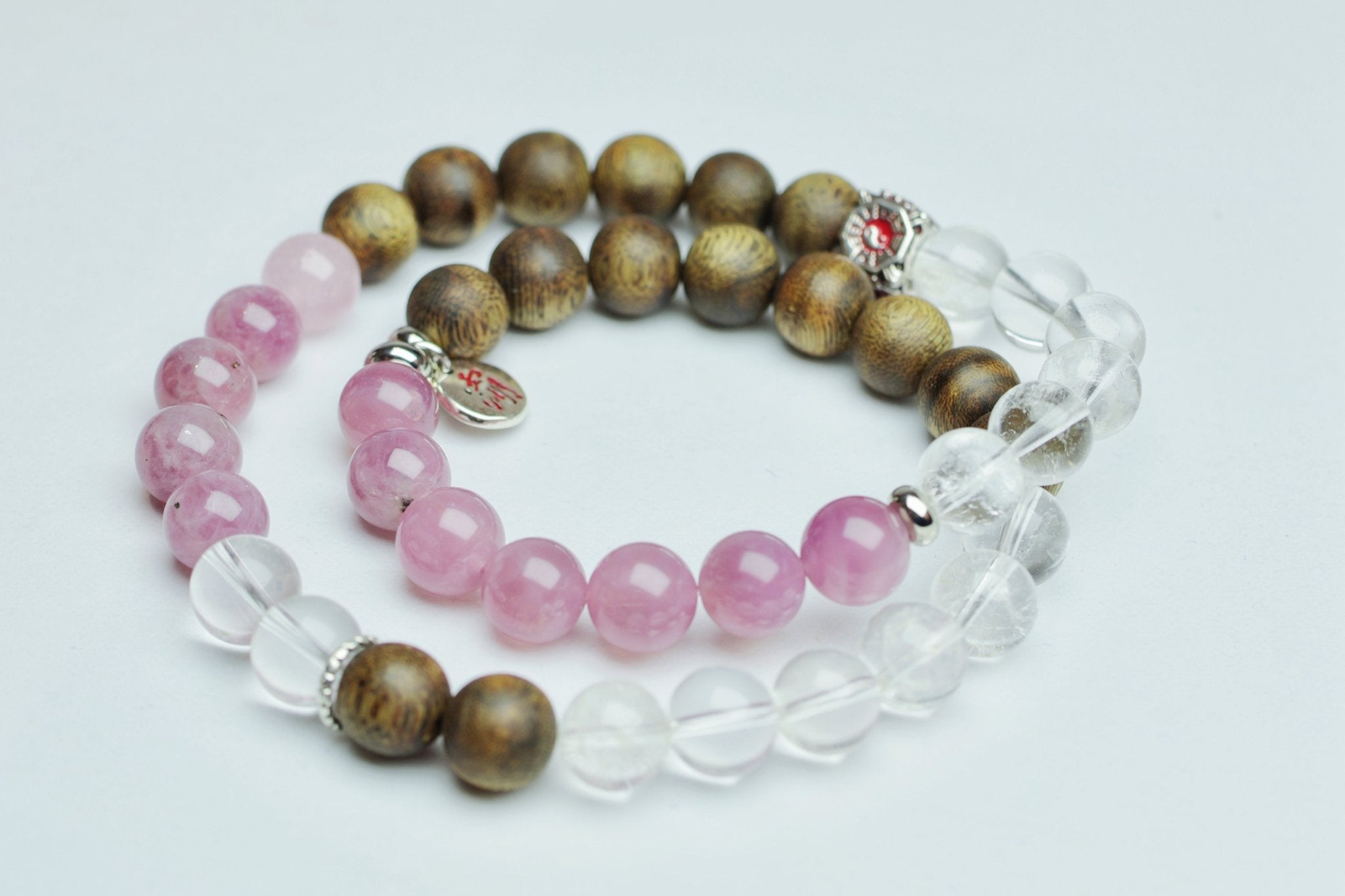 Sacred Harmony Oud Bracelet with Quartz and Taoist Symbols - wellspringcollectives