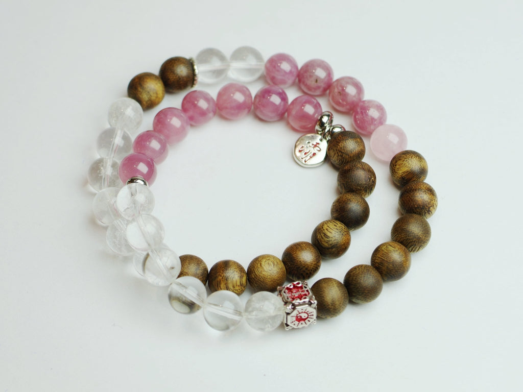 Sacred Harmony Oud Bracelet with Quartz and Taoist Symbols - wellspringcollectives