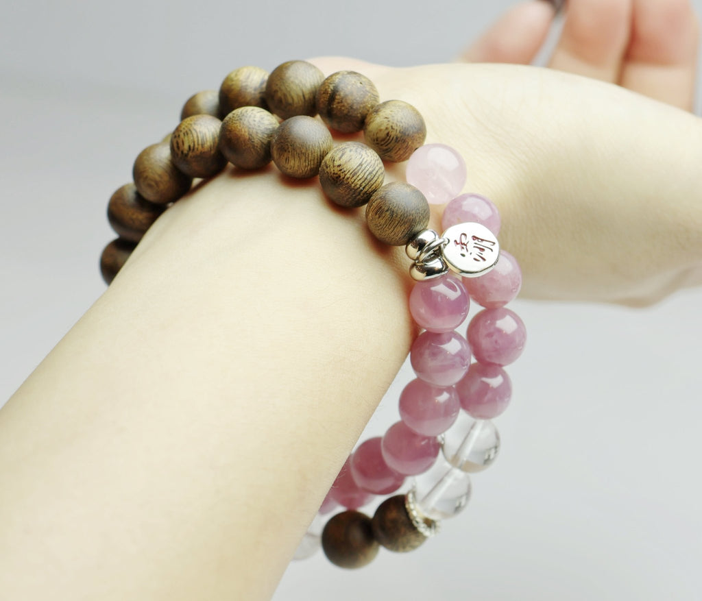 Sacred Harmony Oud Bracelet with Quartz and Taoist Symbols - wellspringcollectives