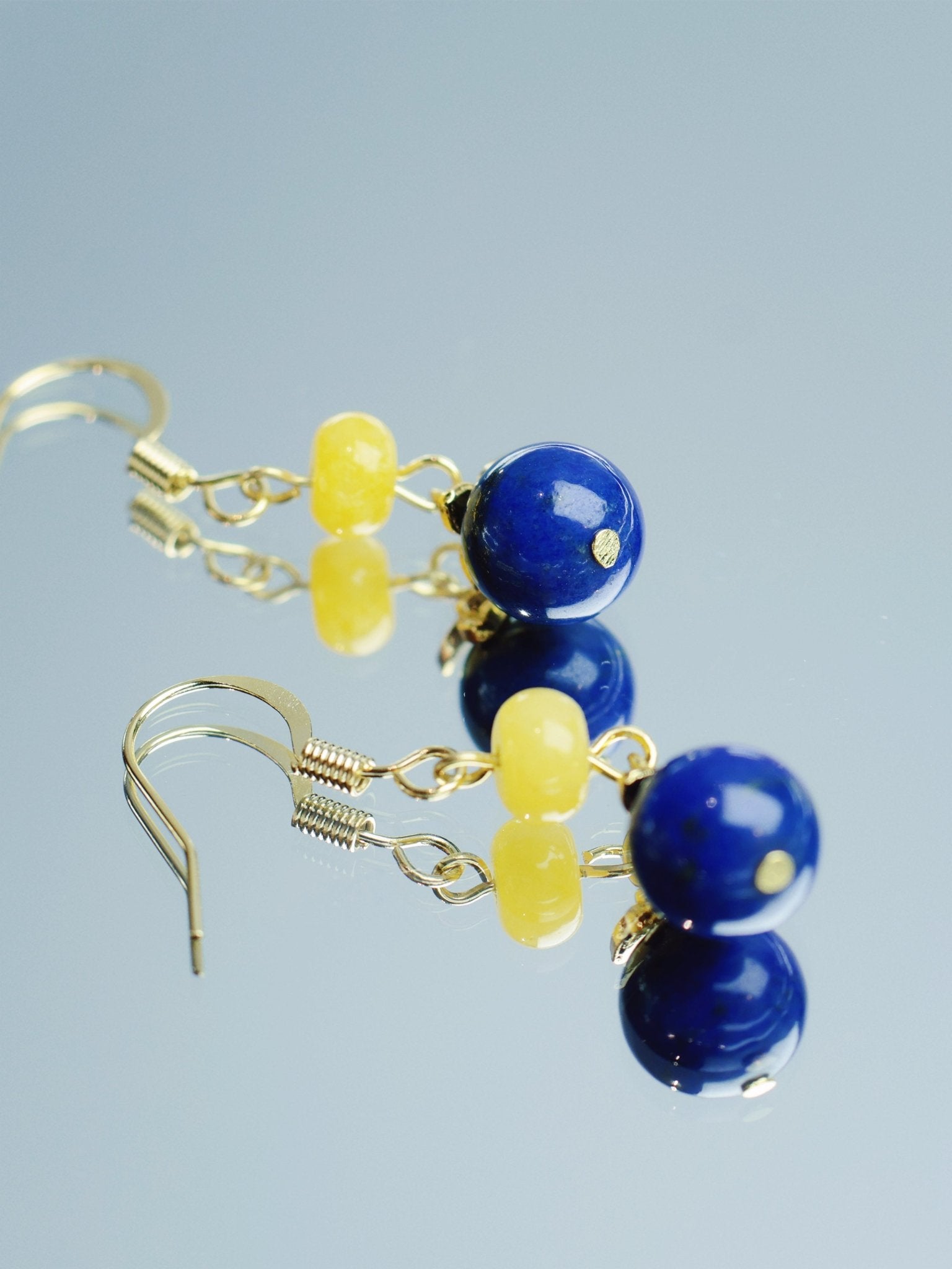 Yellow Carnelian & Lapis Lazuli Earrings - Confidence & Inner Truth - wellspringcollectives
