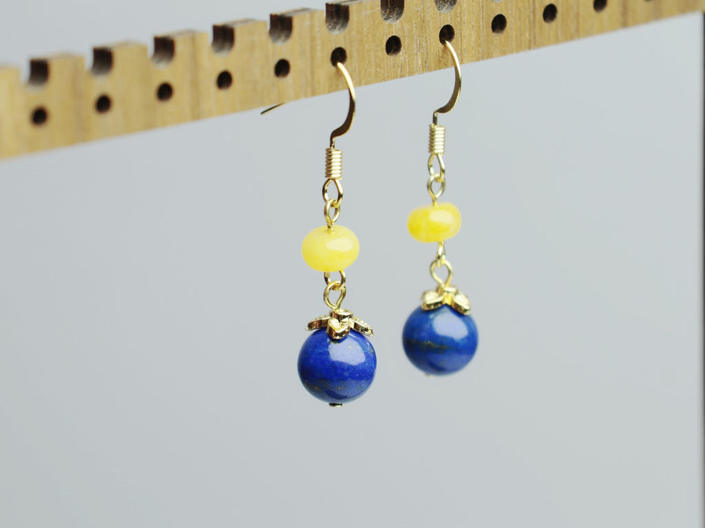 Yellow Carnelian & Lapis Lazuli Earrings - Confidence & Inner Truth - wellspringcollectives