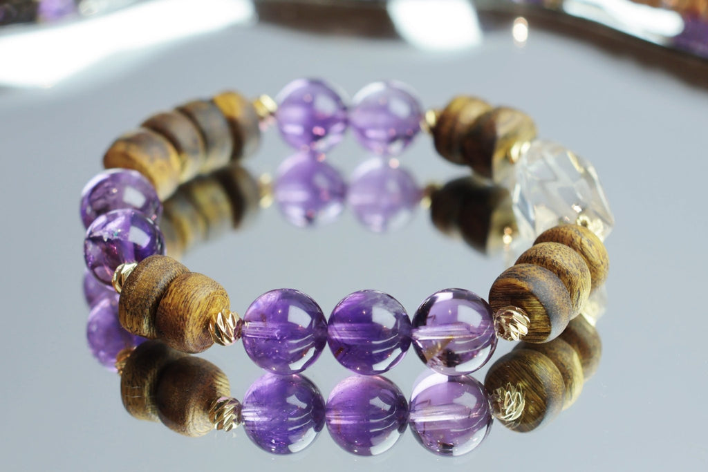 Amethyst & Agarwood Bracelet (10mm) - Intuition & Grounded Wisdom - wellspringcollectives