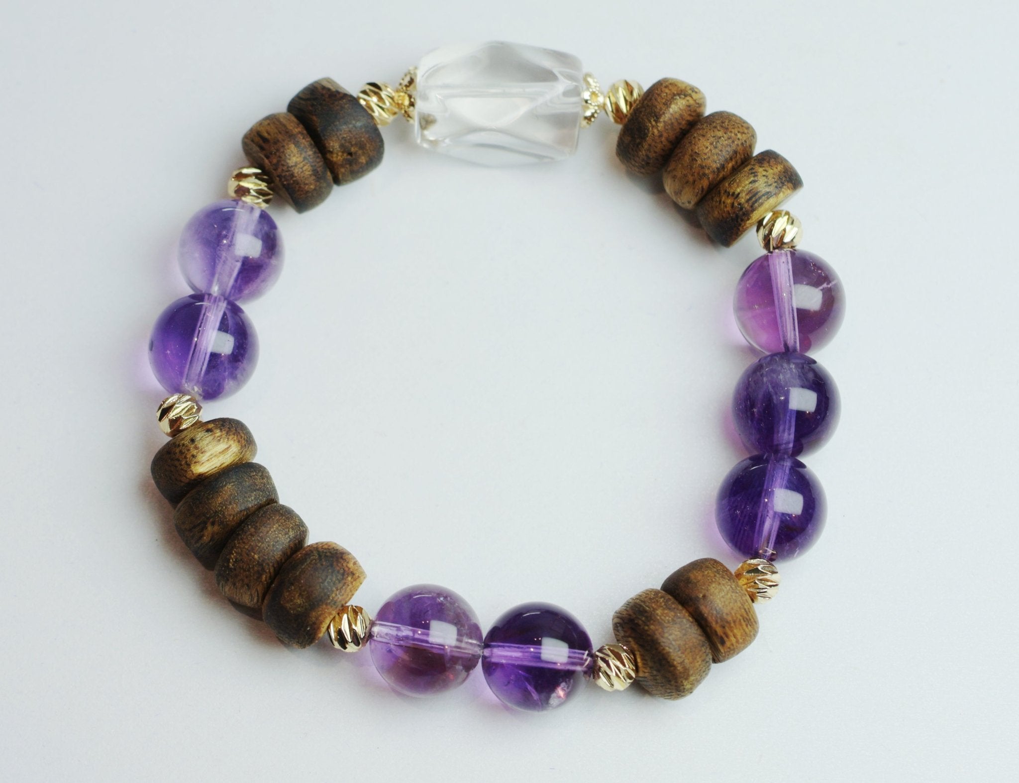 Amethyst & Agarwood Bracelet (10mm) - Intuition & Grounded Wisdom - wellspringcollectives
