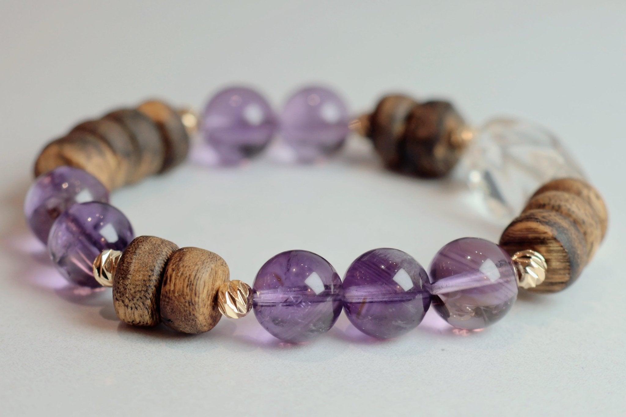 Amethyst & Agarwood Bracelet (10mm) - Intuition & Grounded Wisdom - wellspringcollectives