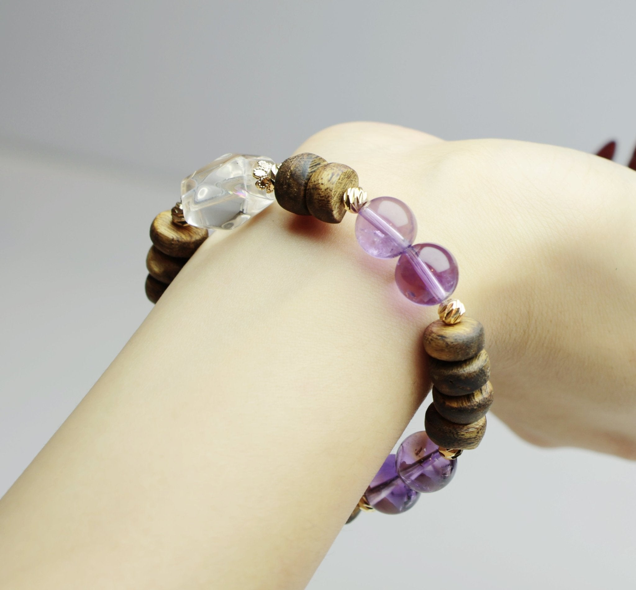 Amethyst & Agarwood Bracelet (10mm) - Intuition & Grounded Wisdom - wellspringcollectives