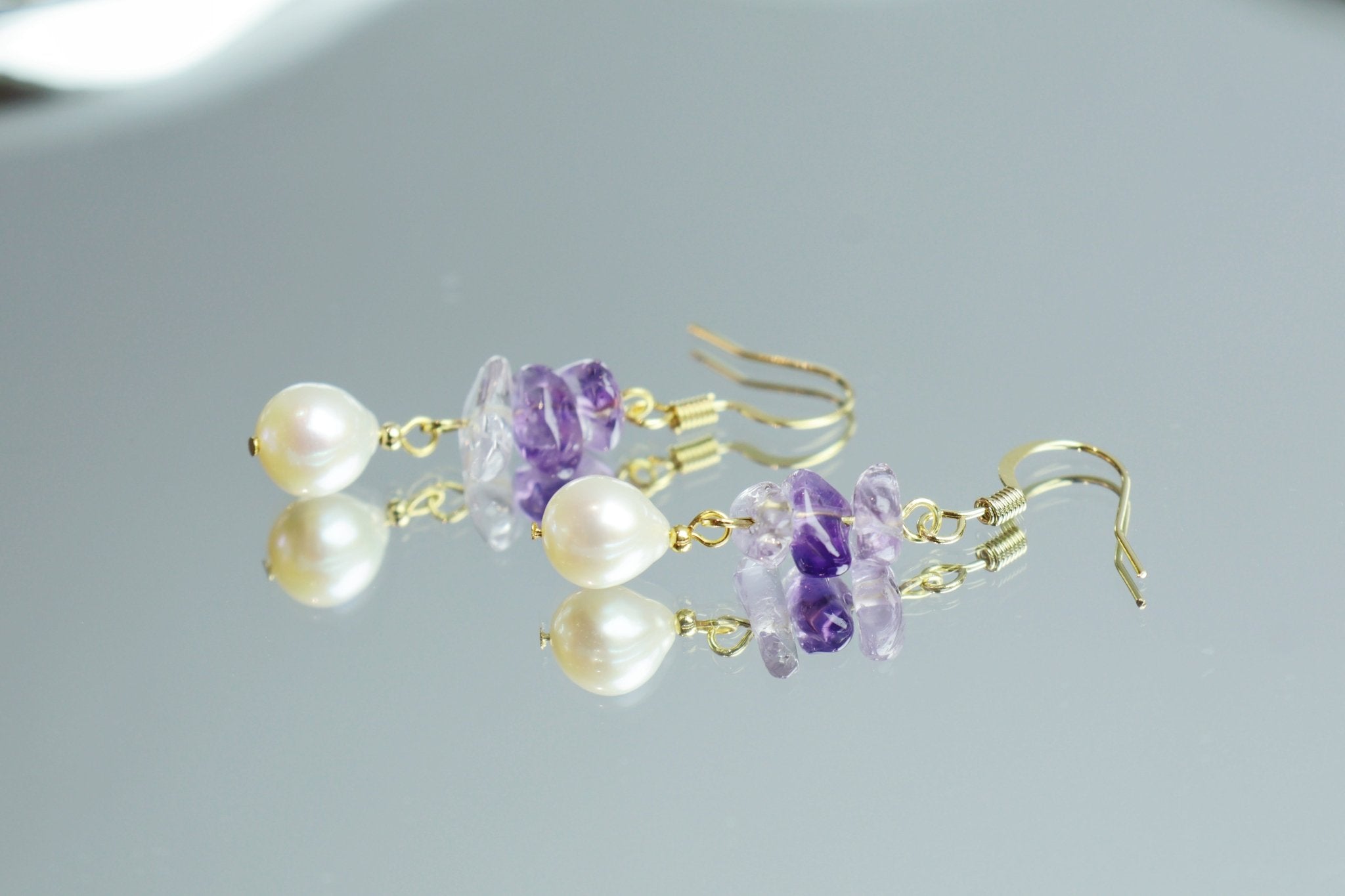 Amethyst & Freshwater Pearl Earrings - Nurture Your Inner Wisdom - wellspringcollectives