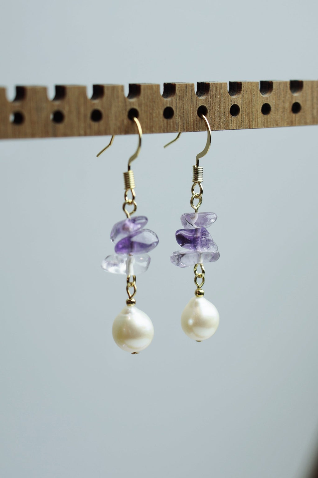 Amethyst & Freshwater Pearl Earrings - Nurture Your Inner Wisdom - wellspringcollectives