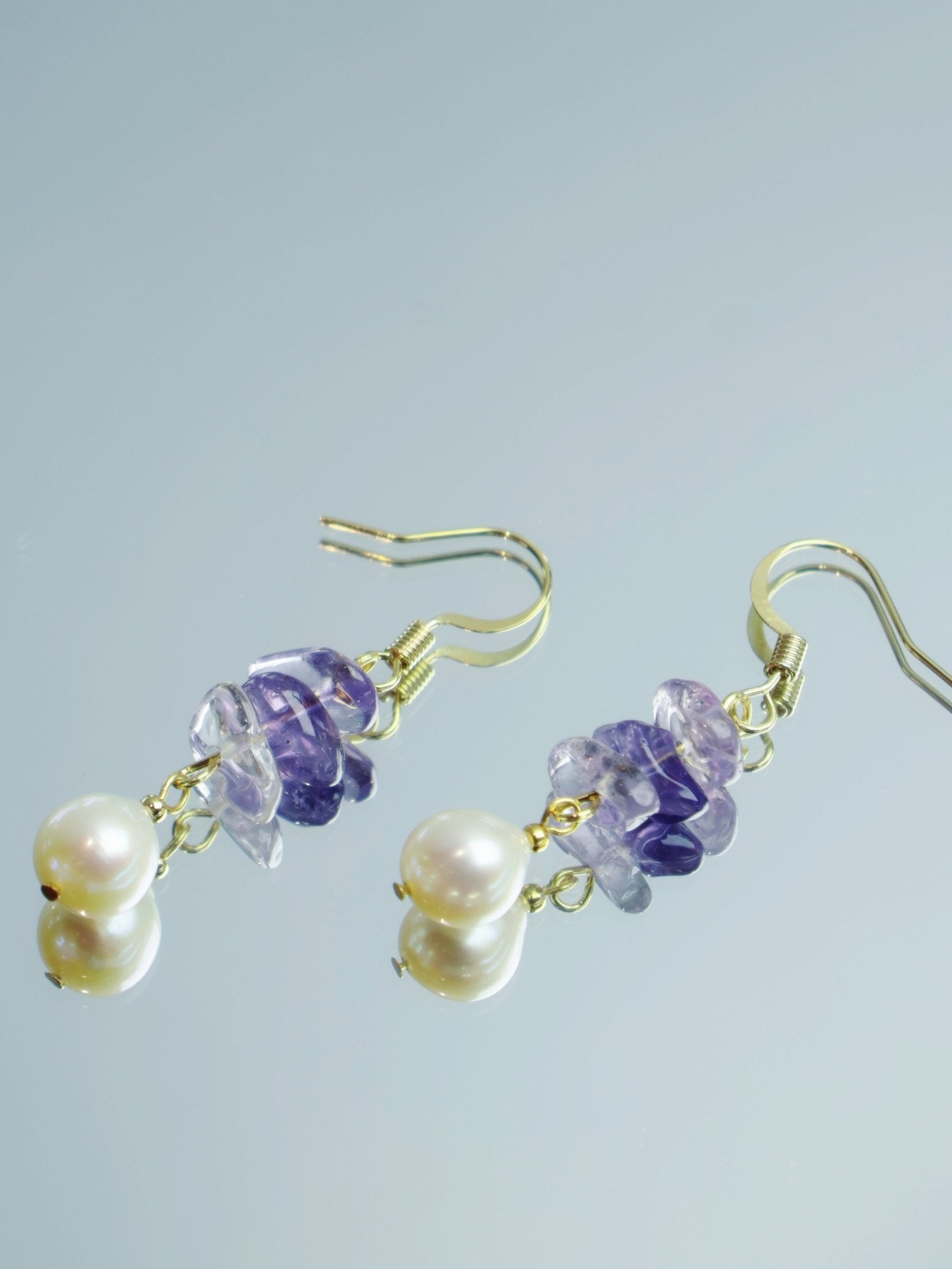 Amethyst & Freshwater Pearl Earrings - Nurture Your Inner Wisdom - wellspringcollectives