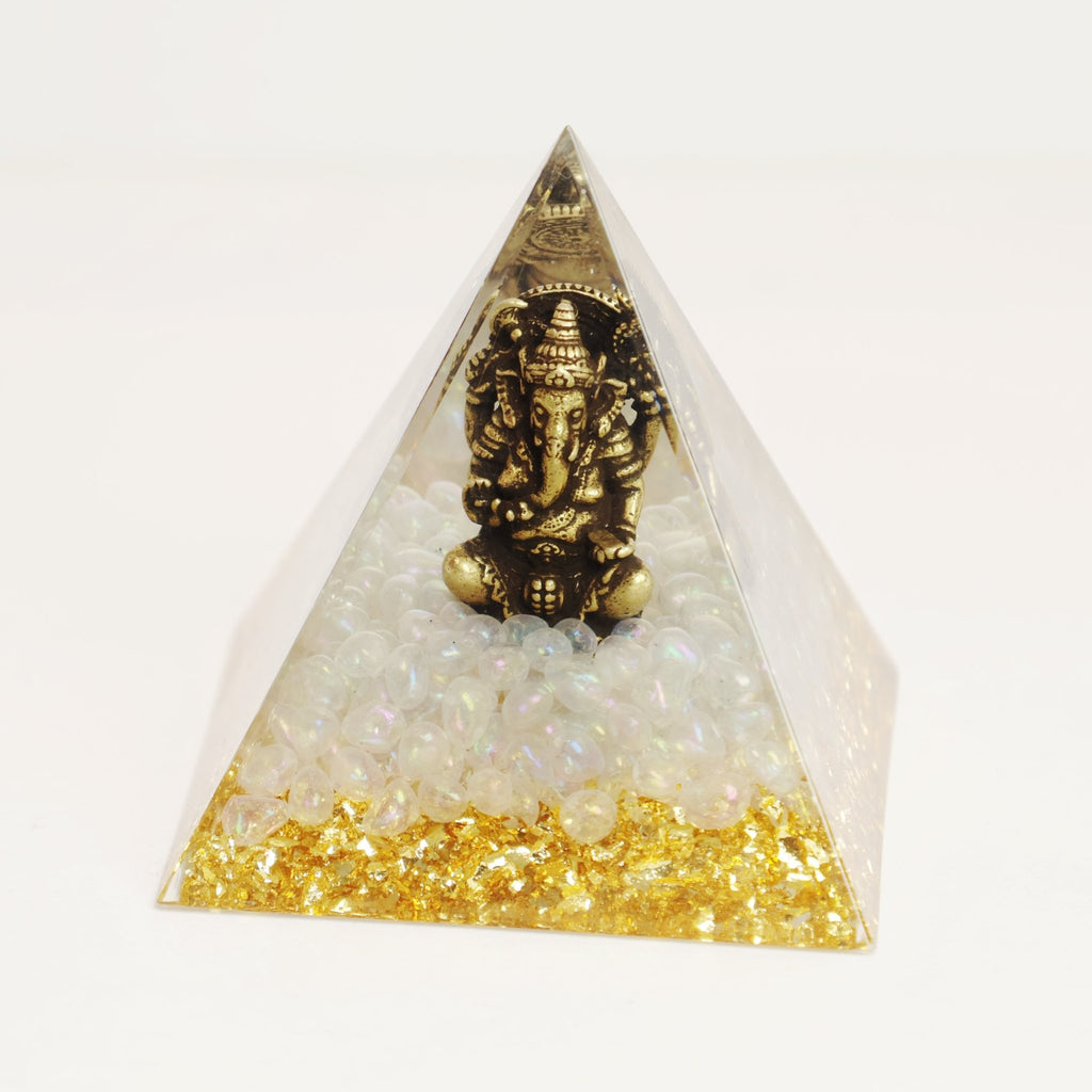 Ganesha Orgone Pyramid 6cm - Crystal Resin Talisman for Success - wellspringcollectives