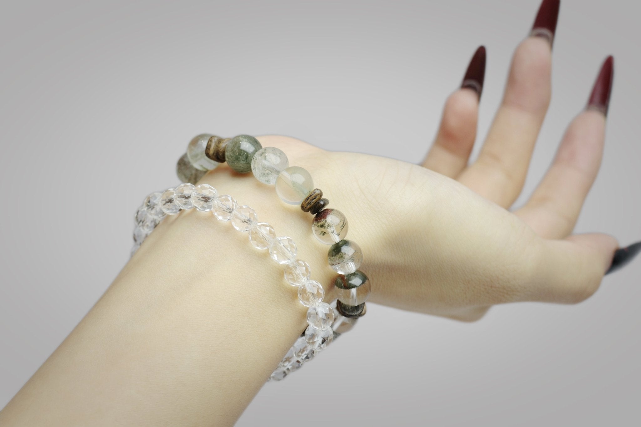 8mm Green Phantom Quartz & Agarwood Bracelet - Wealth & Spiritual Grounding - wellspringcollectives