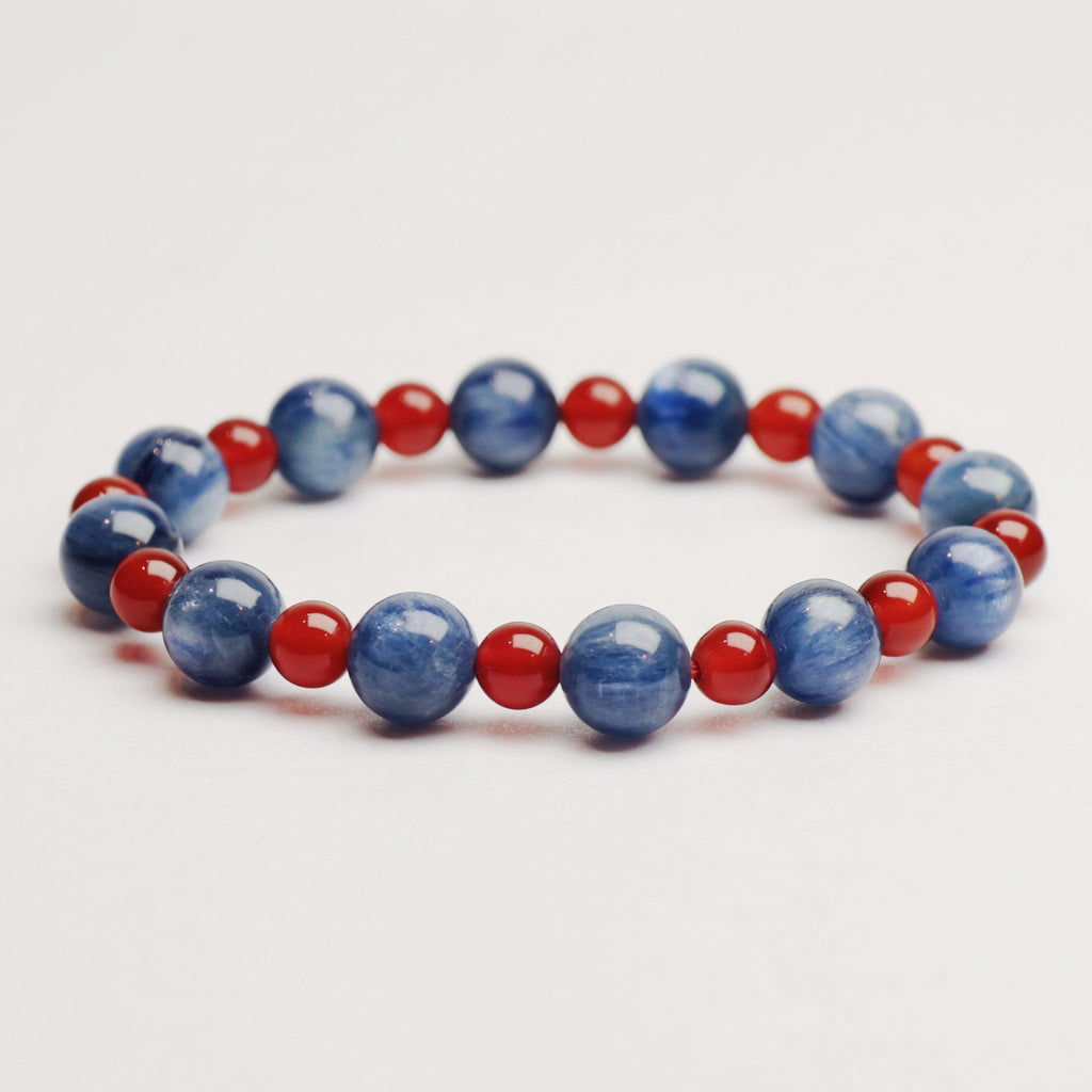 Kyanite and Red Agate Bracelet - Communication & Vitality - wellspringcollectives