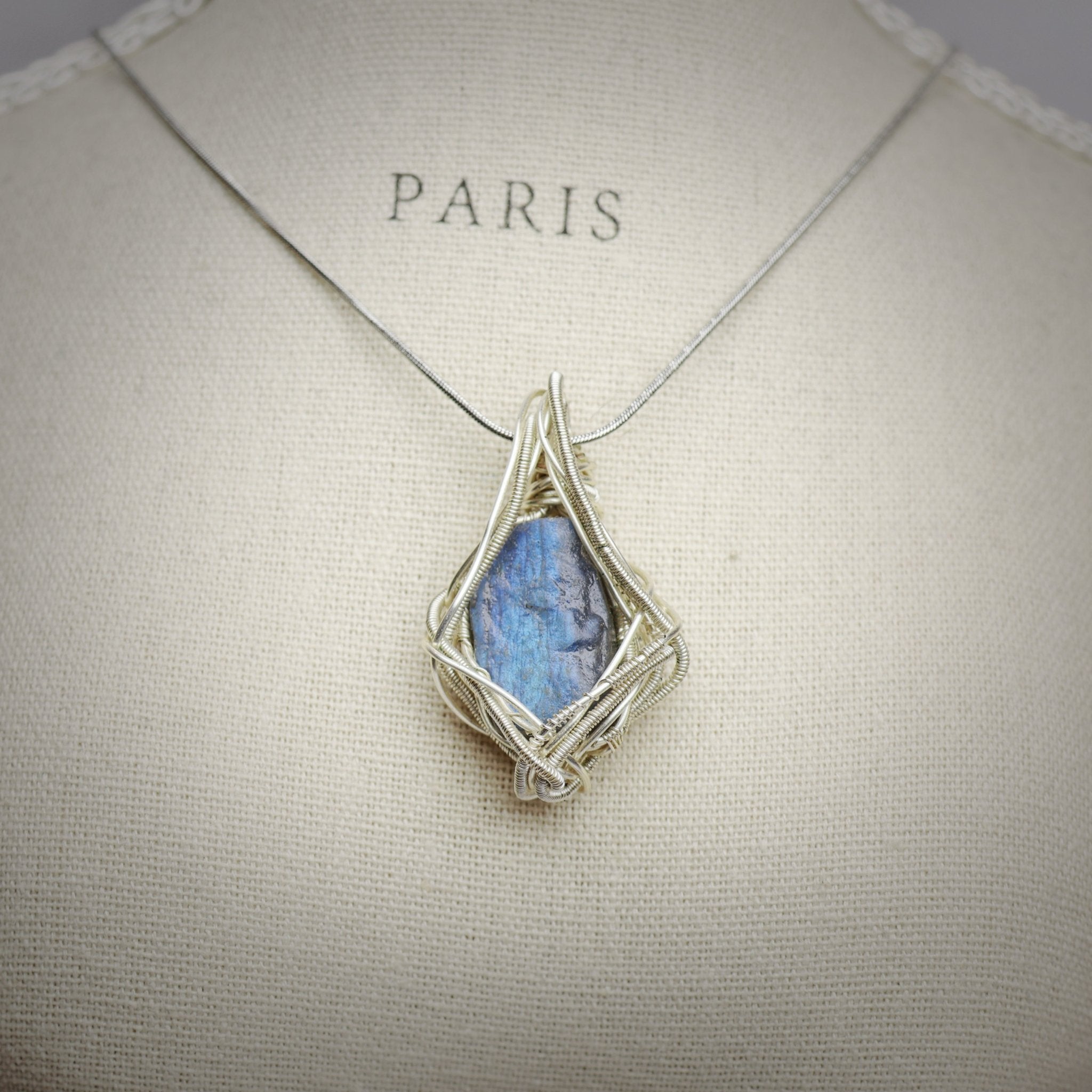 Labradorite Wire Wrapped Pendant - Stone of Mystery & Inner Magic - wellspringcollectives