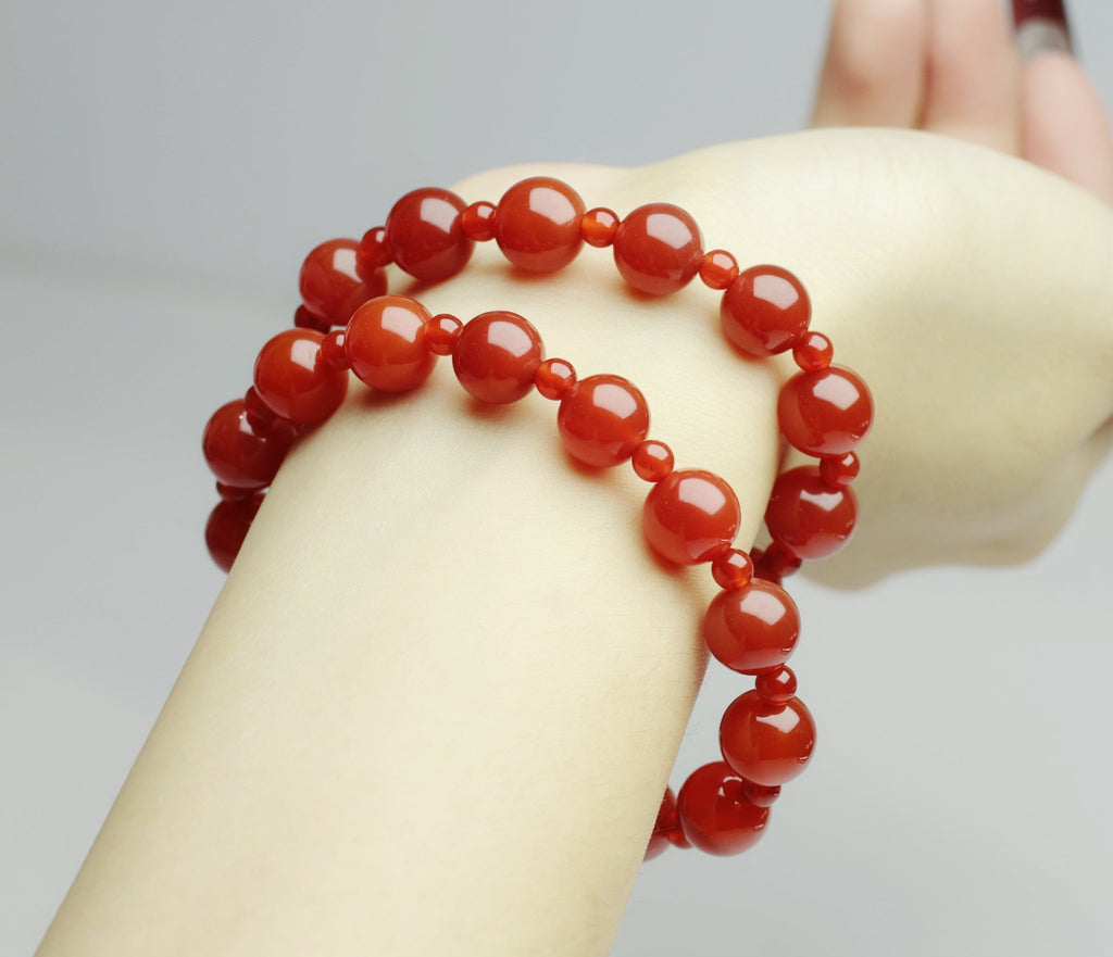 Double Strand Red Agate Bracelet（10mm） - Vitality & Courage - wellspringcollectives