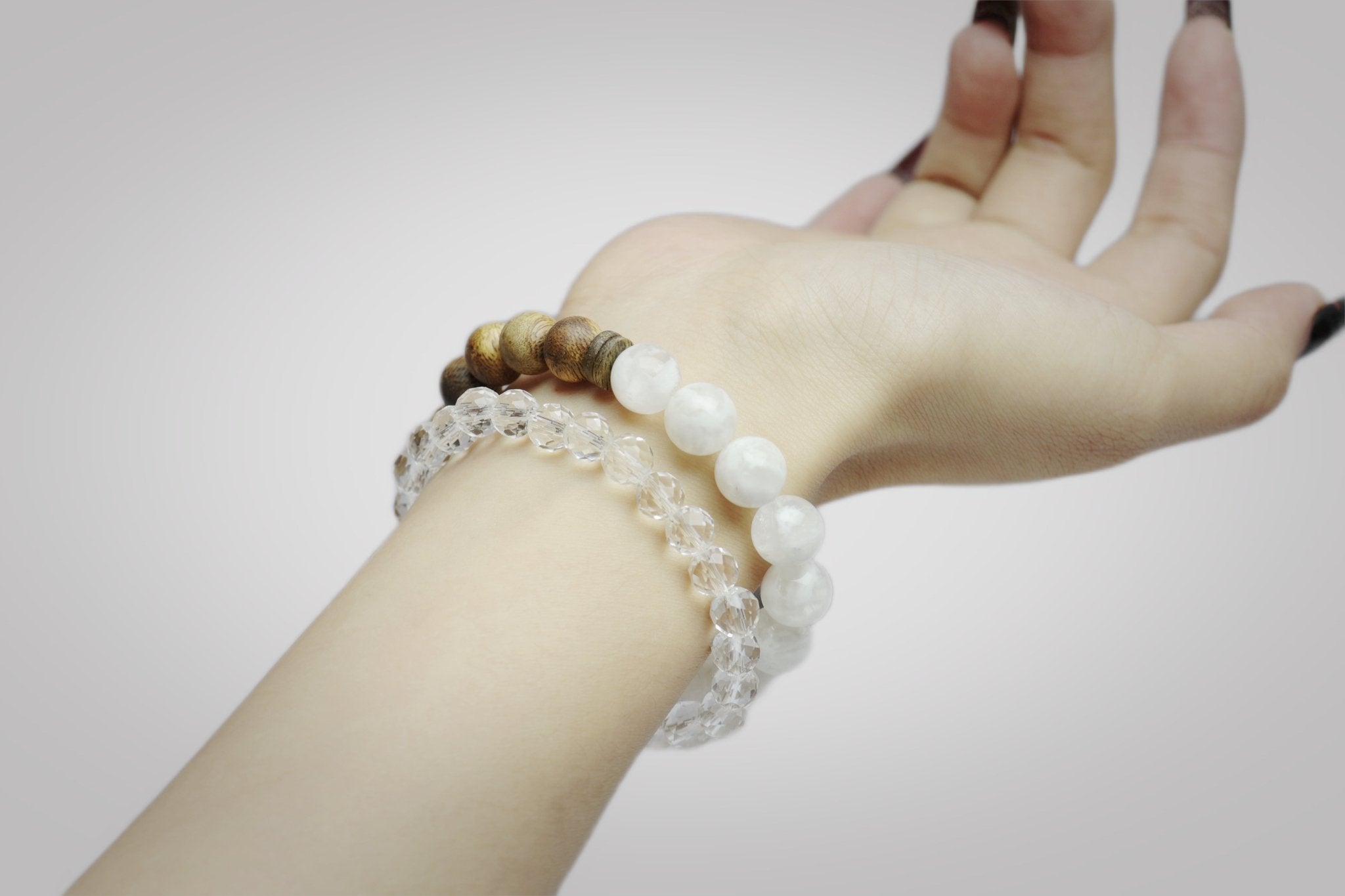 8mm Agarwood & White Phantom Quartz Bracelet - Purification & Spiritual Elevation - wellspringcollectives