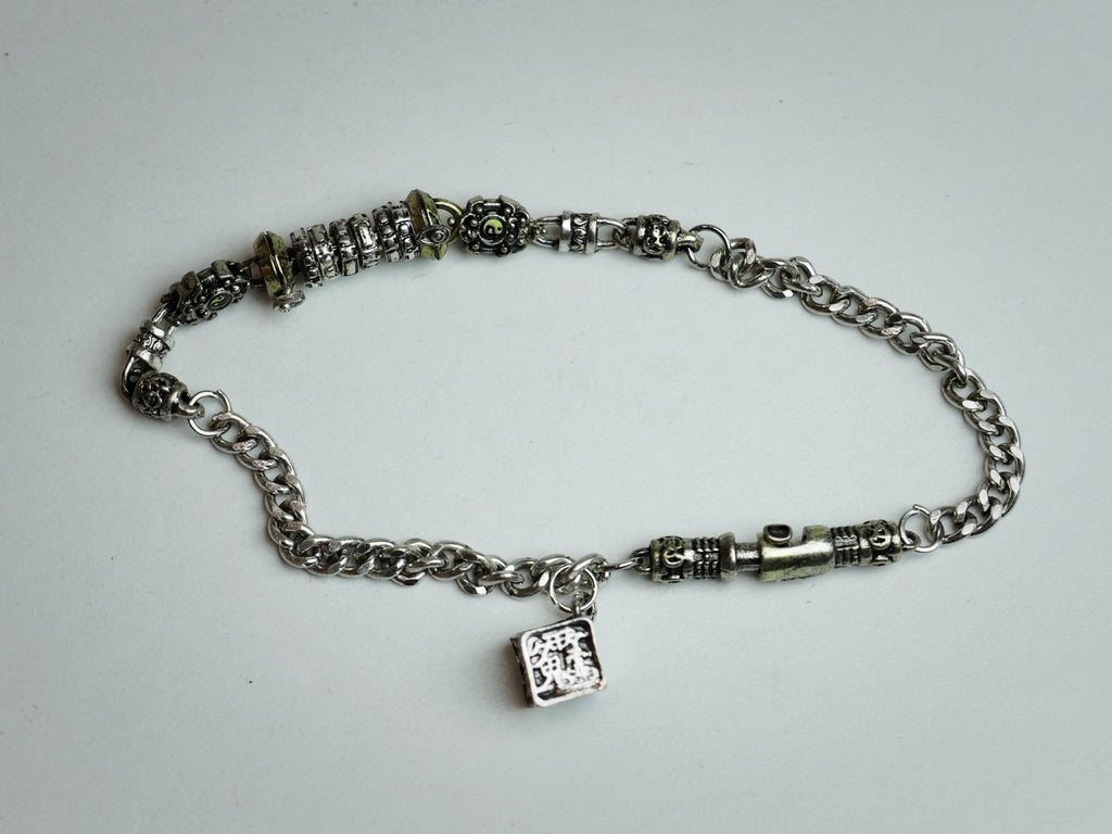 Yi Jing 64 Hexagrams Silver Bracelet - Taoist Philosophy Jewelry with Rotating Oracle - wellspringcollectives