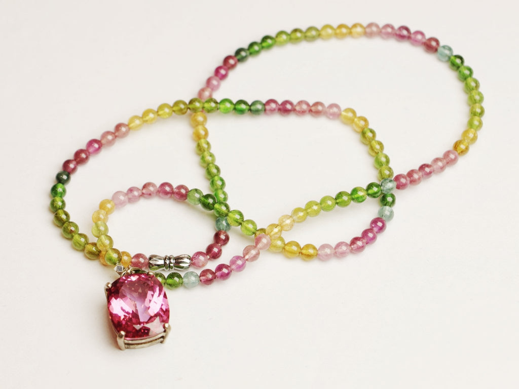 Tourmaline Necklace with Ruby Pendant - Energy & Passion - wellspringcollectives