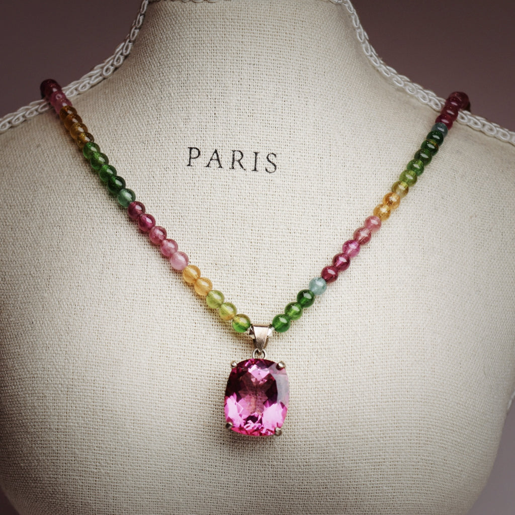 Tourmaline Necklace with Ruby Pendant - Energy & Passion - wellspringcollectives