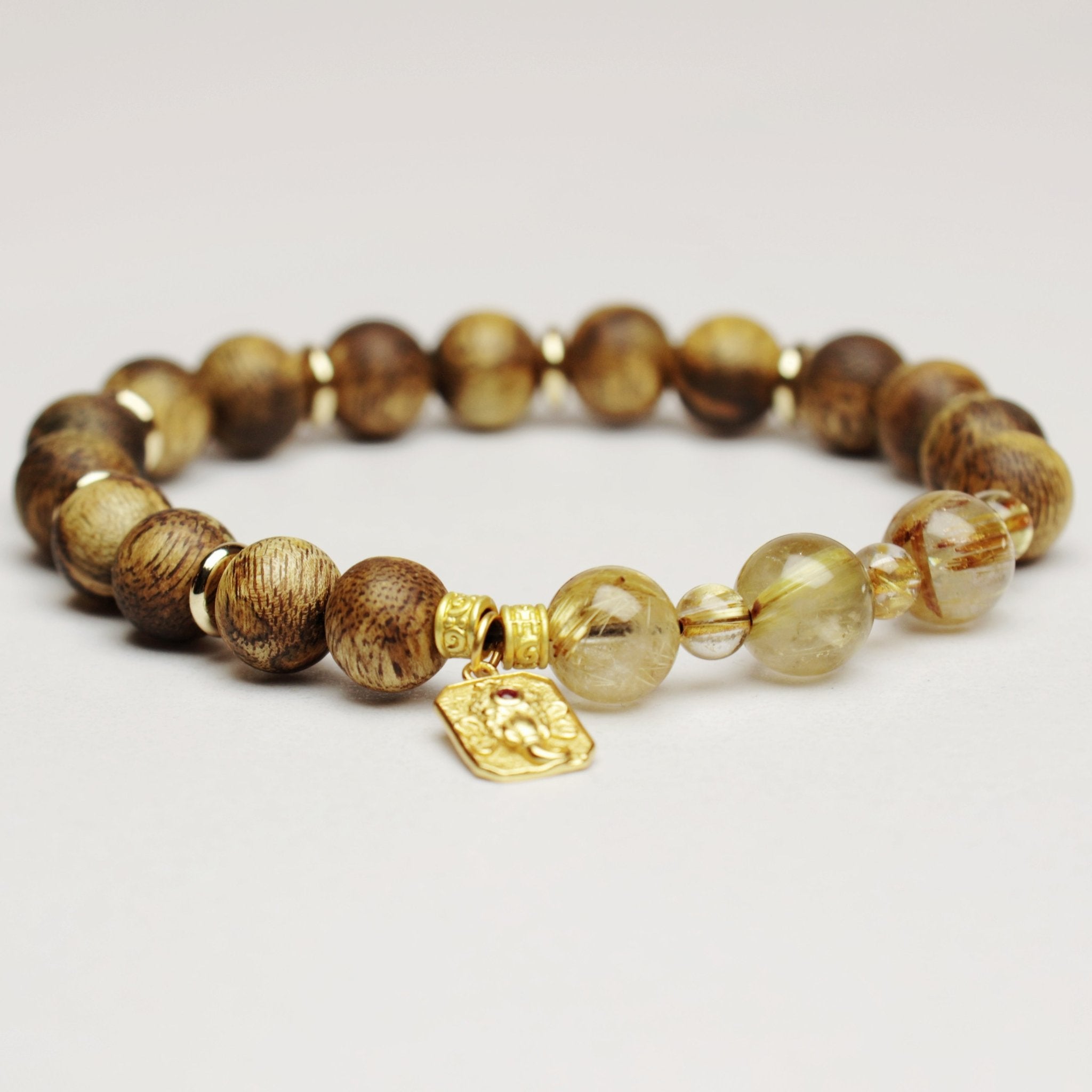 Citrine & Agarwood Bracelet with Ganesha - for Success & Focus - wellspringcollectives